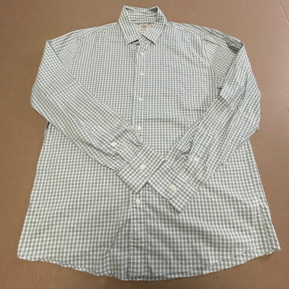 Faherty The Movement Shirt Mens L Gray White Gingham Check Stretch Performance